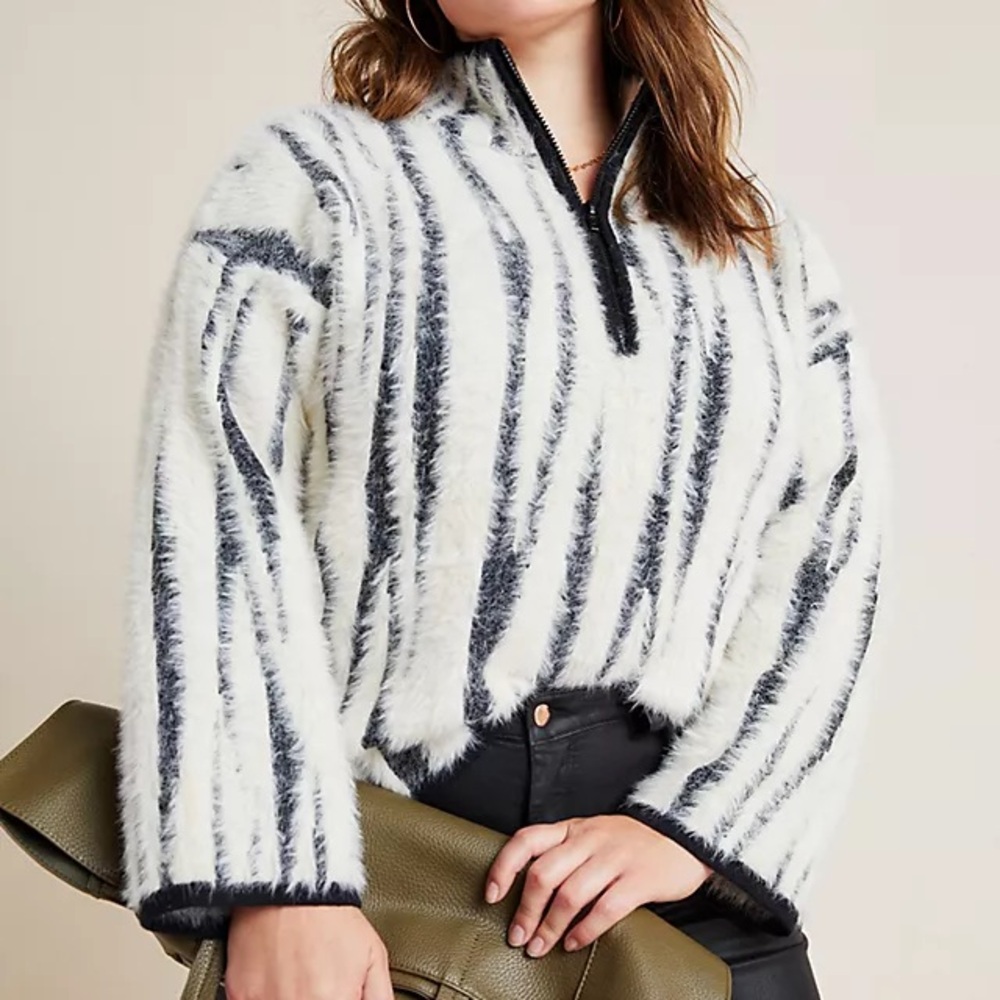 Anthropologie Cindy Eyelash Half-Zip Pullover Sweater